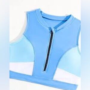 Teen’s Swim Top in Blue and White- 14